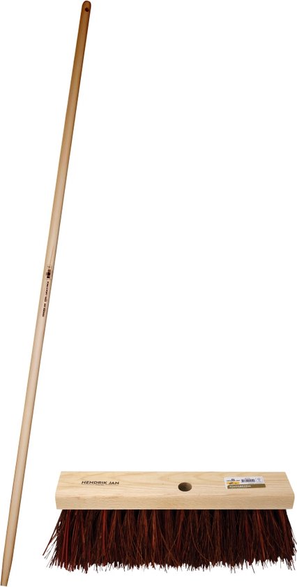 Hendrik Jan - Stadsbezem - Harde natuurvezels - 45 cm - Steel 170 cm van Hendrik Jan