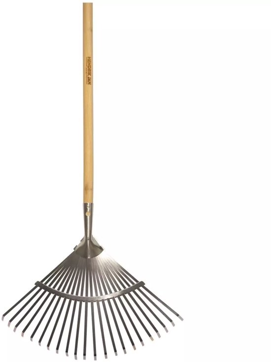 Hendrik Jan Verzinkte bladhark 440 mm met 22 tanden, essenhouten steel 150 cm en FSC-keurmerk van Merkloos	