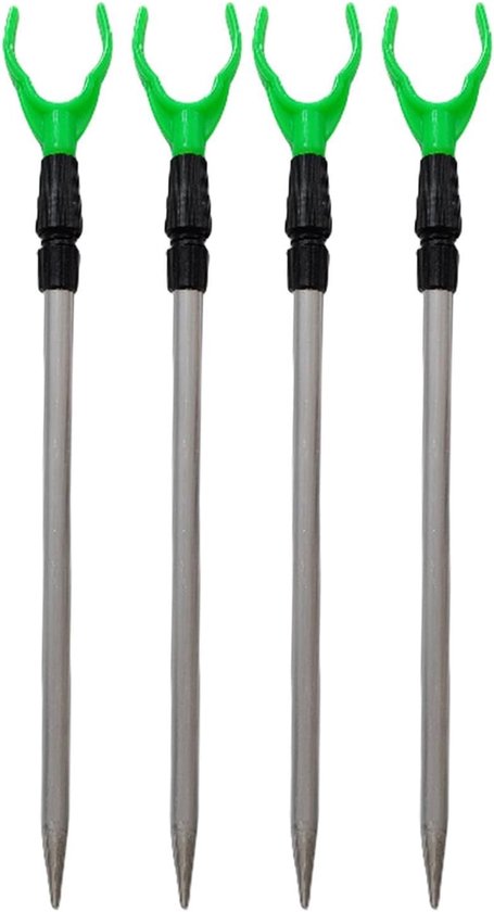 Hengelhouder Grond - Telescoop Accessoire - Vissen Stabiliseren - Handenvrije Steun - 4 Delig - Zwart