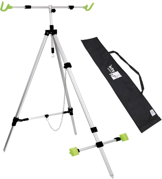 Hengelhouders - Visstandaard Rod Pod - Vissen op strand - Verstelbaar tot 180cm - Voor 2 hengels - Zilver