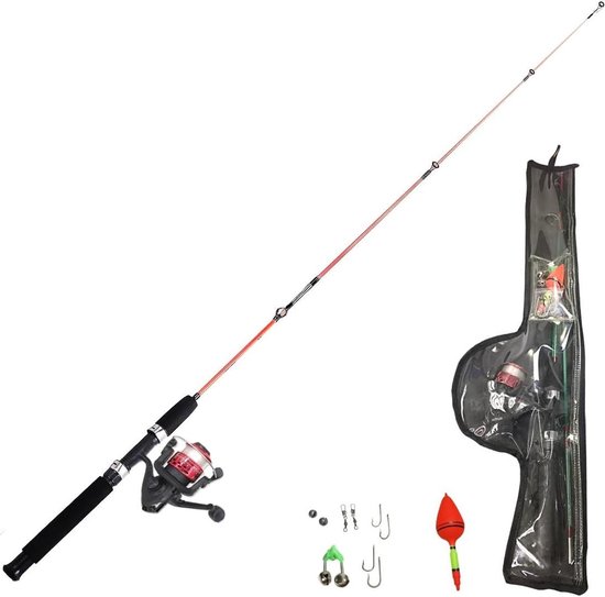 Hengelpakket Compleet - Visset Telescoophengel - Vissen Uitwerpen - Ultralicht Glasvezel - 12 meter - Rood