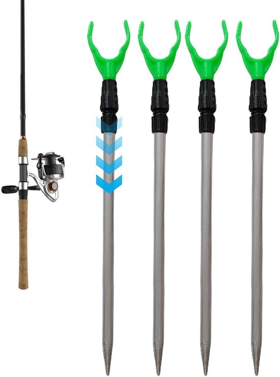 Hengelsport Houders - Vissport Steunen - Stabiliseren Hengel - Telescopische Opstelling - 4 Delig - Zwart