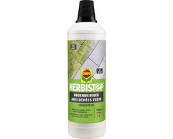 Herbistop Groenreiniger Concentrate - tegen groene aanslag - op terrassen, muren, tegels, daken, tuinmeubelen, ... - fles 1L (200 m²) van Merkloos	