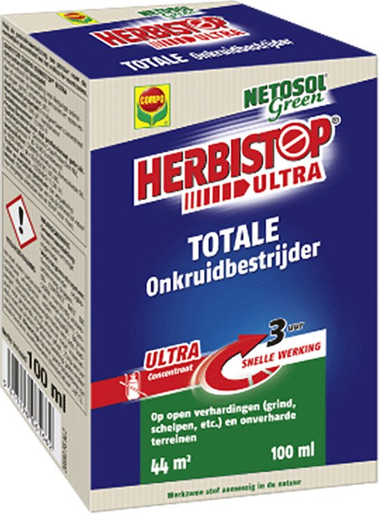 Herbistop Ultra Alle Oppervlakken - ultra geconcentreerde onkruidbestijder - ook tegen mos - snelle werking 3 uur - doosje 100 ml (44 m²) van Merkloos	