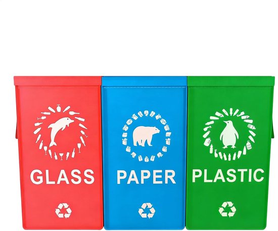 Herbruikbare Vuilniszak - Recycle Tassen - Afval Scheiden - Zware Geweven Mand - 50x30x30cm van Merkloos	