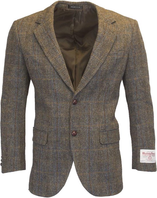 Heren colbert van Harris Tweed - klassiek Schots herringbone overcheck motief van Harris Tweed