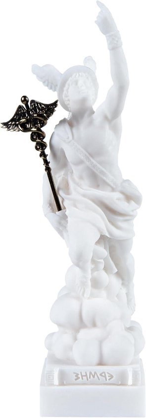 Hermes Mercury God Zeus Son Roman Statue Alabaster 7 inch (17.78 cm)