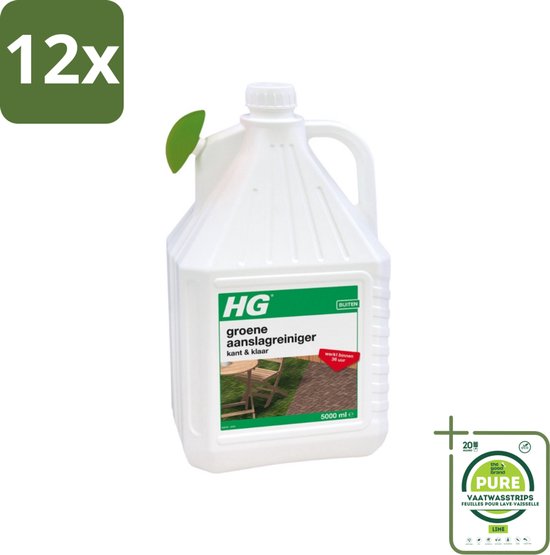 HG - Buiten - Groene Aanslagreiniger - Kant & Klaar - Resultaat Binnen 36 Uur - 5L - Voordeelverpakking - 12 stuks - Groene aanslag verwijderen - Groene aanslag reiniger