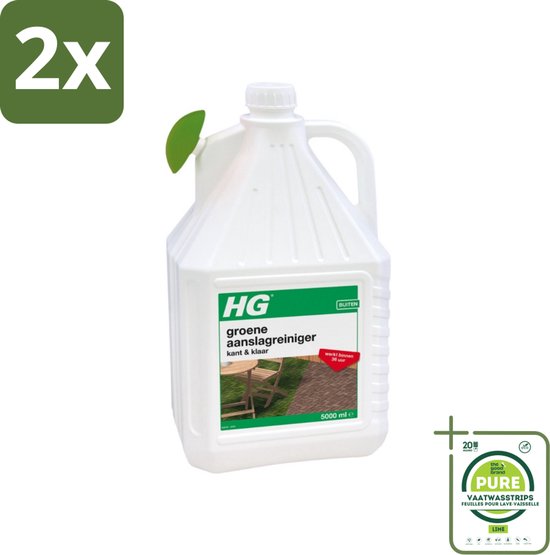 HG - Buiten - Groene Aanslagreiniger - Kant & Klaar - Resultaat Binnen 36 Uur - 5L - Voordeelverpakking - 2 stuks - Groene aanslag verwijderen - Groene aanslag reiniger van Merkloos	