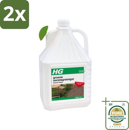 HG - Buiten - Groene Aanslagreiniger - Kant & Klaar - Resultaat Binnen 36 Uur - 5L - Voordeelverpakking - 2 stuks - Terrasreiniger - Balkonreiniger