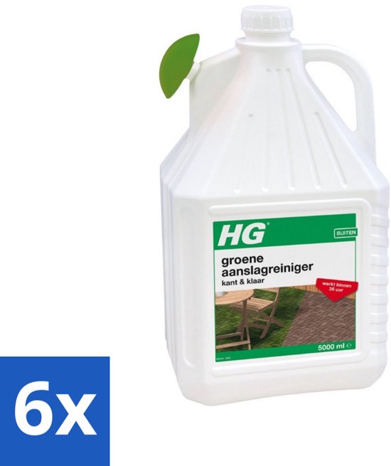 HG - Buiten - Groene Aanslagreiniger - Kant & Klaar - Resultaat Binnen 36 Uur - 5L - Voordeelverpakking - 6 stuks van HG