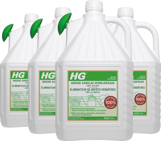 HG Groene Aanslag Reiniger Kant-en-Klaar Plantaardig - 4 x 5L - Duurzaam - 100% plantaardig en milieuvriendelijk - Kant-en-klaar en direct te gebruiken - Schrobben en naspoelen is overbodig