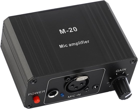 High Gain Microphone Preamplifier, Ultra Low Sound, 48V Power, Black Metal Housing, XLR Output Microphone Preamp for Home Studios and van Merkloos	