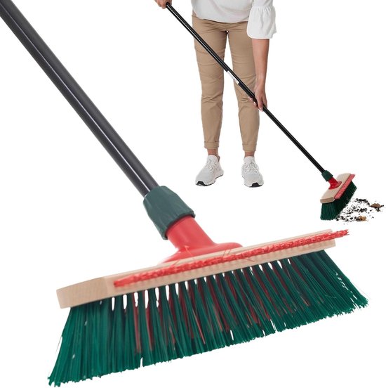 High Low Street Bezem met telescopische steel Schraper Buitenbezem met steel Tuinbezem Industriële bezem Tuinbezem Universele bezem Veegbezem Stofkamer (1, Straatbezem) van High Low