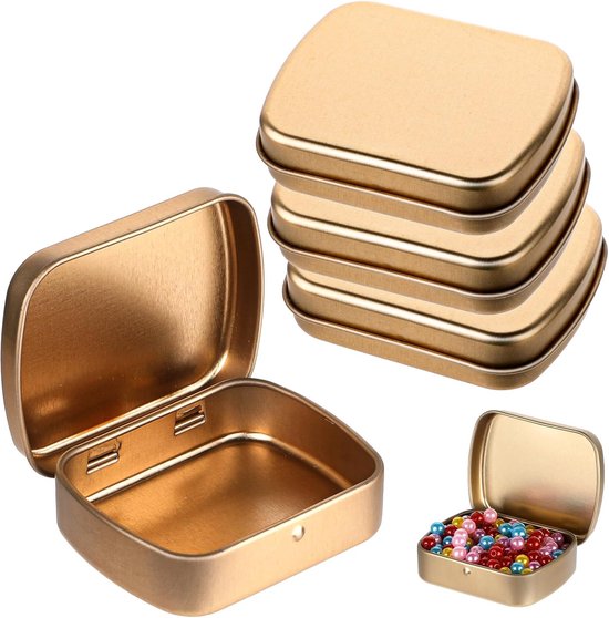 Hinged Tin Dozen - Rectangular Tin Box - 4 Pcs - Kleine Metaalopslagdoos - Draagbare Opslagdozen - Lege Metaalblikken met Deksel voor Snoep - Koekjes - Sieraden - Kralen van Merkloos	