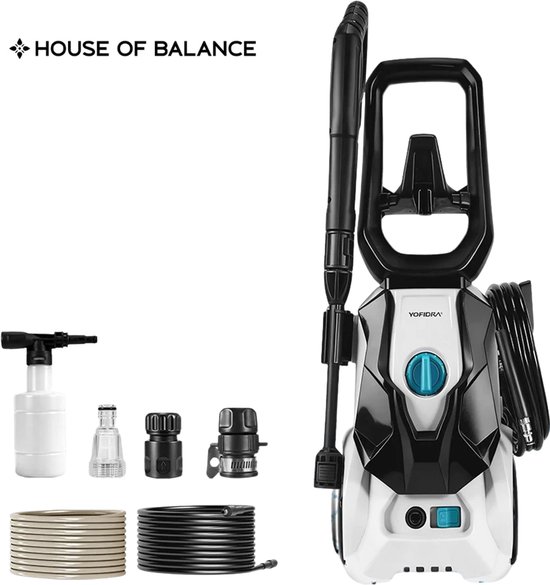HOB Hogedrukreiniger - Terrasreiniger - Hogedrukspuit 2200W - 200 Bar - Verstelbare Spuitmond 180° - Complete Set - Hoge druk van Merkloos	