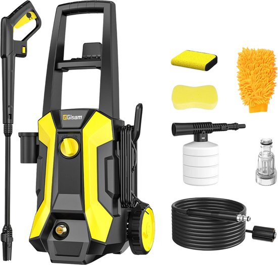 HOB Hogedrukreiniger - Terrasreiniger - Hogedrukspuit - Hoge Druk - Zeer krachtig - Complete Set - 180 Bar - 2200W - Verstelbaar Mondstuk – Schuimlans – 8 m Slang van Merkloos	