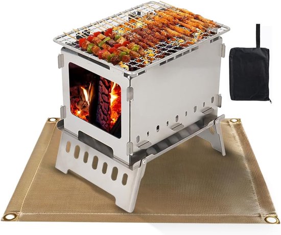 Hobo Cooker - Fireproof Mat - Camping Stove - Foldable Windproof Multifunctional Backpack Stove voor Camping - Backpacking - Hiking van Merkloos	