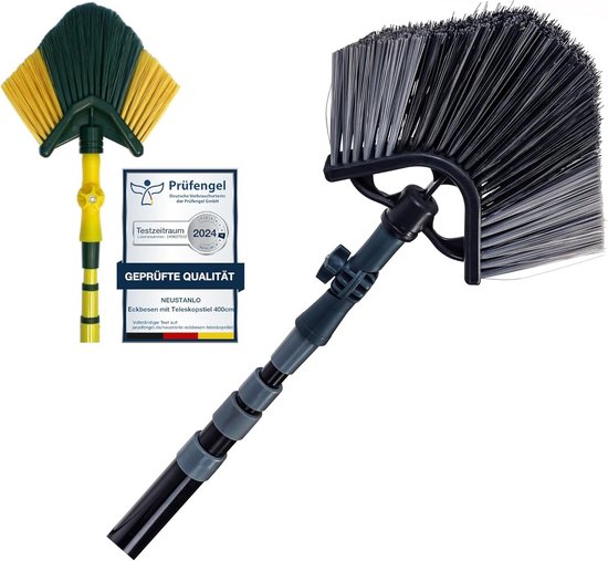 Hoekbezem Telescoopsteel - Spinragverwijderaar - Hoge plekken reinigen - Uitschuifbaar tot 4.1 meter - 410 cm - Gesorteerd