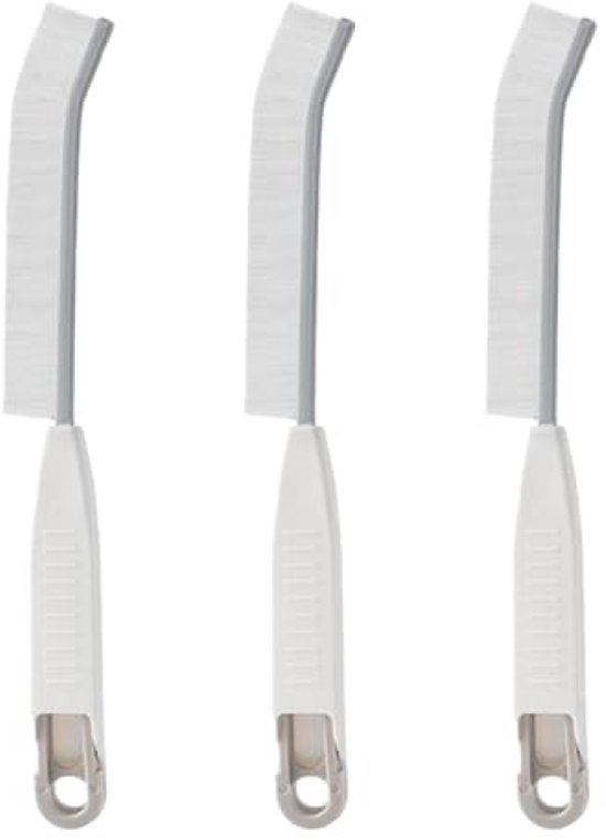 Hoekreinigingsborstelset 3-delig - Harde borstels met ophangclip voor tegels, voegen, spleten en hoeken - Wit