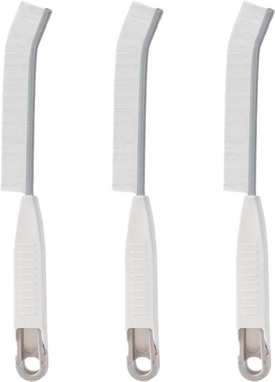 Hoekreinigingsborstelset, 3 harde borstels met ophangfunctie en clip, splijtreinigingsborstel voor tegels, badkamer en keuken, voegenborstel voor smalle spleten en hoeken (wit) van Merkloos	
