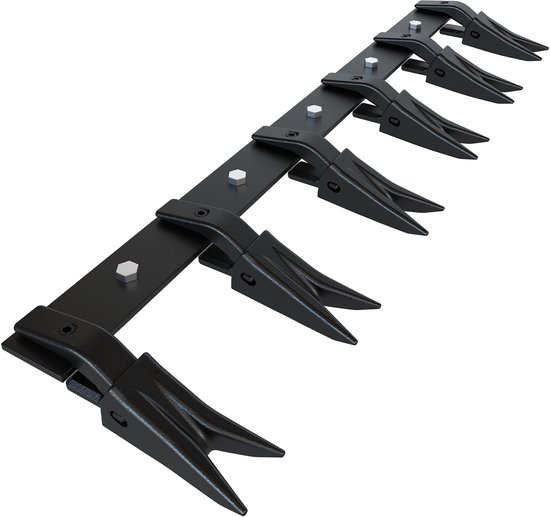 HoerFuriy - Trekkerbak Tandbalk - Boort‑Vrije Montage Tandenset Voor Subcompacte Trekkers - Geschikt Voor Bakrand Tot 1.27cm - Max Belasting 2060KG - 115CM 6 Tanden - Zwart