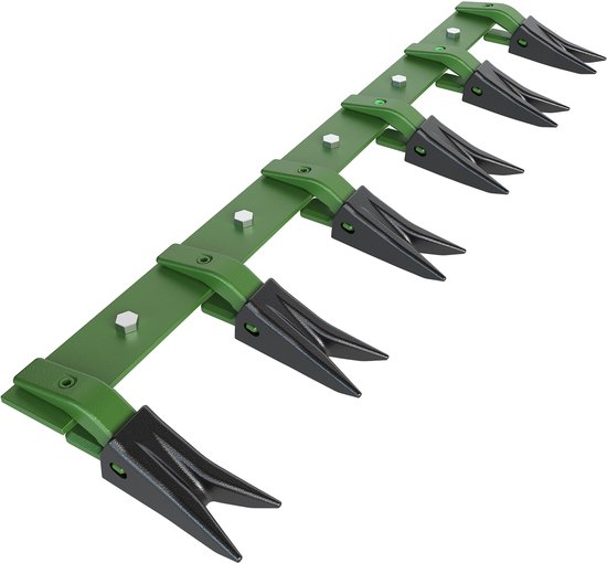 HoerFuriy - Trekkerbak Tandbalk - Boort‑Vrije Montage Tandenset Voor Subcompacte Trekkers - Max Belasting 2068KG - 117CM 6 Tanden - Zwart + Groen