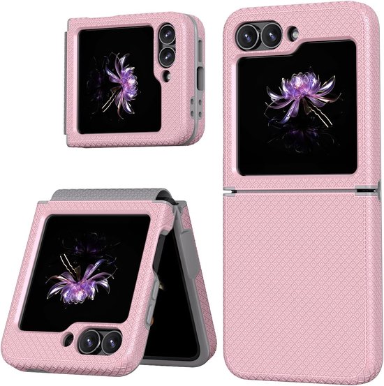 Hoes voor Samsung Z Flip 6 - zware robuuste harde beschermhoes van polycarbonaat - slim fit - stijlvolle textuur - harde schokbestendige beschermhoes - cover case voor Galaxy Z Flip 6 2024 - roségoud - premium kwaliteit van Merkloos	