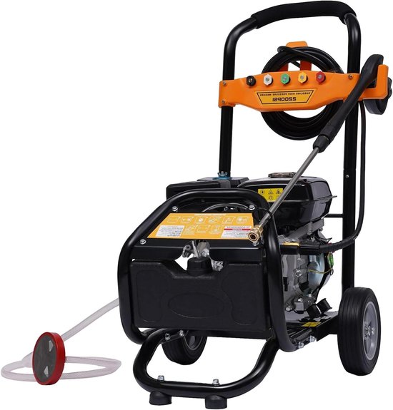 Hoge Druk Reiniger - Benzine Krachtpatser - Terras Reinigen - 7.5 PK Motor - 8 Meter Slang - Oranje