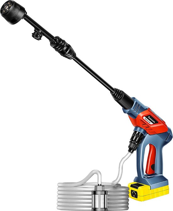 Hoge Druk Reiniger Draadloos - Accu Hogedrukreiniger 20 V met 5-in-1 Multifunctionele Sproeier - 24 Bar - 150 l/h - incl. 6 m Slang met Filter van Merkloos	