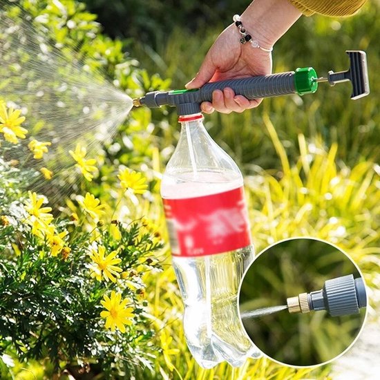 Hoge druk spuit - Plantspuit - Waterjet - Hogedrukreiniger - Tuin - Waterspuit - Petfles - Hogedruk pistool - Hogedrukspuit - Spuitmond - Opzetstuk fles van Merkloos	