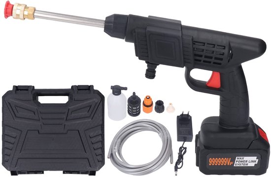 Hoge Drukreiniger - 15 m - 90 Bar - Mobiele Drukreiniger - Accu Drukreiniger - Schoonmaken en Besproeien - Drukreinigingspistool voor Auto - Patio - Tuin - Hek - Zwembad