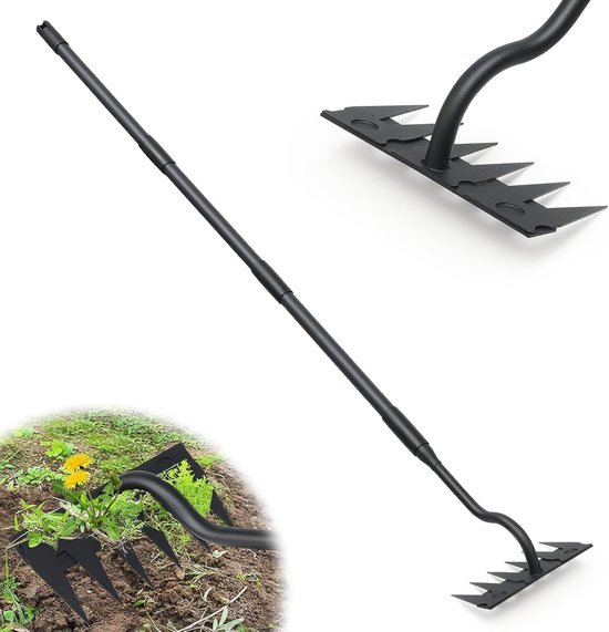 Hoge Kwaliteit Tuinhark met Lange Handgreep van 140 cm, 6 Sterke Tanden voor Efficiënt Onkruid Wieden en Grond Losmaken, Tuin Gereedschap voor Tuin en Achtertuin