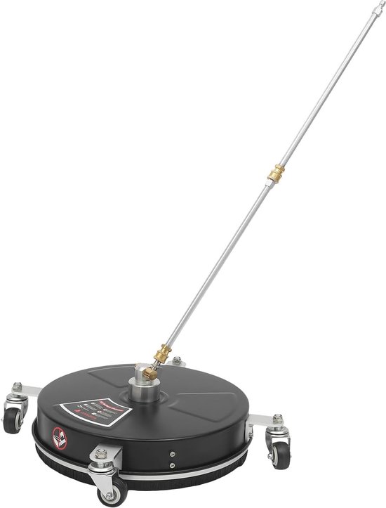 Hogedruk oppervlaktereiniger van roestvrij staal, vloerreiniger met 4 wielen en telescoopstang (73 cm), veegmachine voor oprit, terras, loopbrug, 2000-4000 psi, incl. reservesproeiers