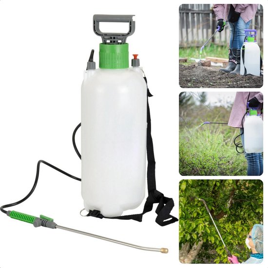 Hogedruk Plantensproeier met Pomp - 8 Liter - Verstelbaar Mondstuk - Draagriem - Drukspuit - Plantenspuit - Verstuiver - Druksproeier - Sproeilans - Vergrendelbare Trekker - Draagriem - Tuin Besproeien - Onkruid Verdelgen van Merkloos	