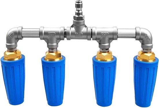 Hogedruk Slangmondstuk quad ergonomische roestvrijstalen wasser | Snelkoppeling Tuinslang Mondstuk voor Autowassen, Water Geven, Tuinieren, Schoonmaken, Erven, Huis, Balkon, Terras