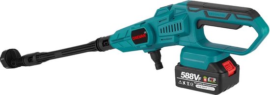 Hogedrukpistool - Hogedrukreiniger - Incl. 2 Accu's - Geen stroomsnoer - Hogedrukreiniger Accu - Hogedrukreiniger Auto - Draadloze Hogedrukreiniger - Terrasreiniger - Hogedrukspuit - 3500W - 200Bar - 10x1500mAh