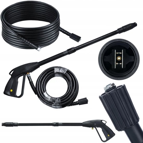 Hogedrukpistool met Vario-mondstuk en 5 m slang 1/4" M22x1,5 - vervanging voor hogedrukreiniger Kärcher K2-K7 - 155 bar werkdruk, max. 529 bar, 60 °C, verstelbare waterstraal