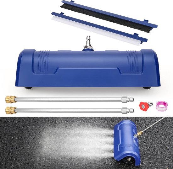 Hogedrukreiniger, 15 inch, 1200-4000 psi, met verwisselbare borstel, duurzaam materiaal, 1/4 inch-snelsluiting, 2 x 15 verlengbuizen, 0°-jet-mondstuk, 4 spuitmondstukken