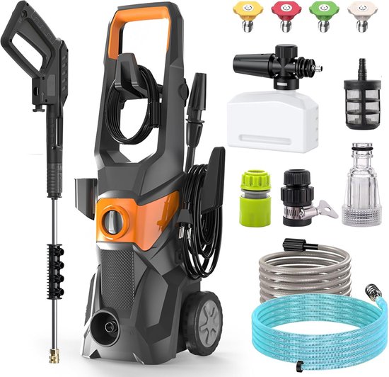 Hogedrukreiniger 200 bar - 3000 W - Turbo nozzle - Ideaal voor auto's en buitenoppervlakken - ShopVlot