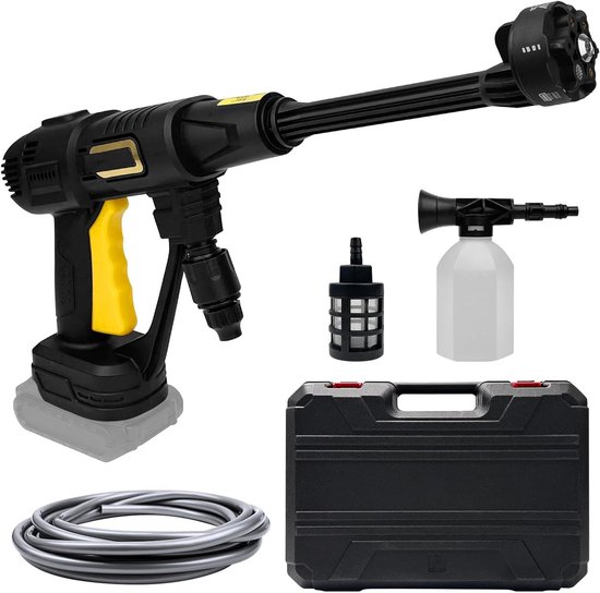 Hogedrukreiniger 200 bar voor Makita 18 V accu - Draadloos met borstelloze motor, elektrisch - 6-in-1 multifunctioneel mondstuk, 3 reinigingsniveaus - 5 m slang van Merkloos	