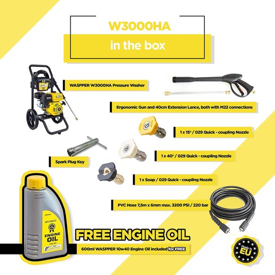 Hogedrukreiniger 207 bar - 8,5 l/min - 5,2 PK - ideaal voor auto en terrasreiniging - ShopVlot