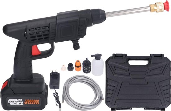 Hogedrukreiniger 90 Bar Draadloos met 2 Sproeiers en 1200 MAh Batterij van Merkloos	