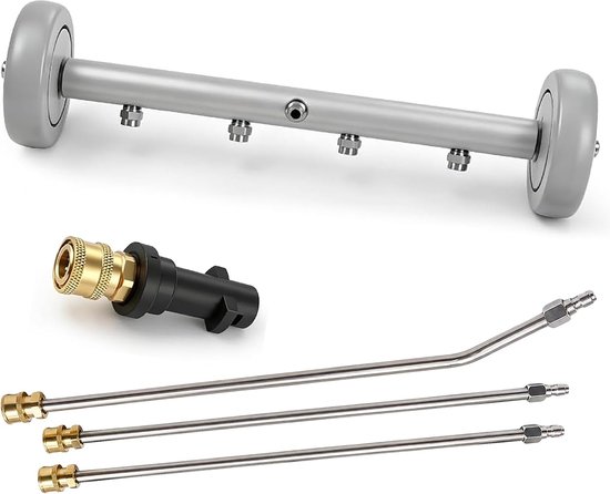 Hogedrukreiniger, autovloerreiniger met 3 verlengbuizen en 1/4 inch snelaansluiting, autowasopzetstuk aluminiumlegering voor tuin, camper, trottoir, SUV (stijl A)
