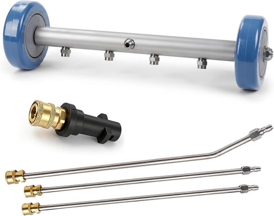Hogedrukreiniger, autovloerreiniger met 3 verlengbuizen en 1/4 inch snelaansluiting, autowasopzetstuk aluminiumlegering voor tuin, camper, trottoir, SUV (stijl B)
