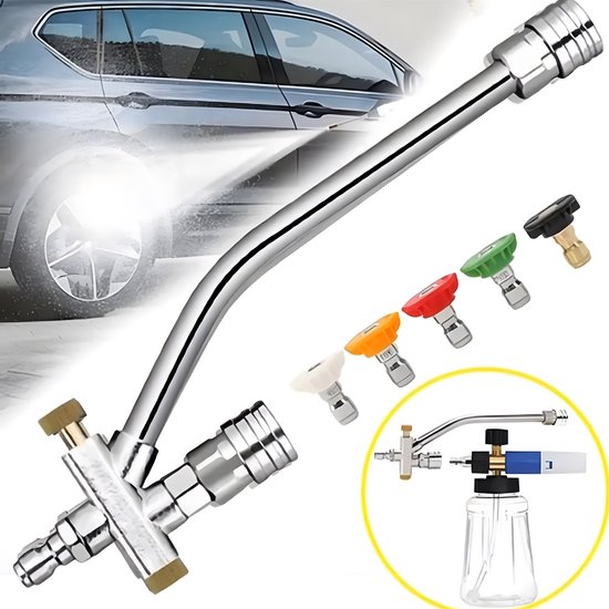 Hogedrukreiniger - Autowaspistool - 1/4 inch Quick Connect Wand met 5 sproeiers (0 °-65 °) - Dubbele connector - Tuinslang Pistool - Spuitpistool - Waterspuit - Spuitmond - Opzetstuk Tuinslang - Voor Tuin & Auto & Schoonmaken