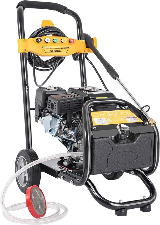 Hogedrukreiniger Benzine - Draagbare Reiniger - Terras Reinigen - 75 pk Motor - 2465 psi - Zwart Geel