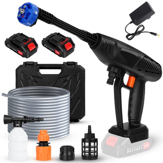 Hogedrukreiniger Draadloos 2x 1,5 Ah Accu - Draagbaar Autowaterpistool - 6-in-1 Multifunctioneel - Lichtgewicht 2,5 kg - Voor Auto En Tuin