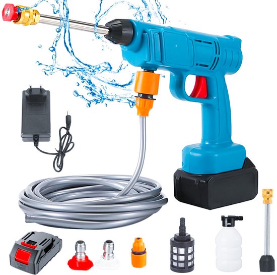 Hogedrukreiniger - Draagbaar - Accu Drukreiniger 48V - Auto Wasmachine - Hogedrukreiniger - 30 Bar - Blauw van Merkloos	