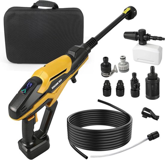 Hogedrukreiniger - Draagbare reiniger - Auto wassen - 3 instelbare standen - 68 bar - Geel